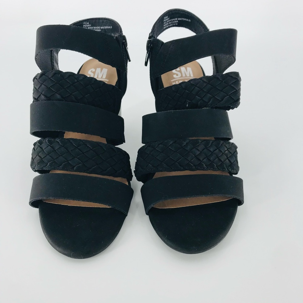 SM New York Strapy Black Heels Size 7.5